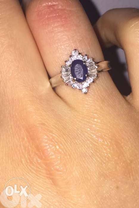 Sapphire and diamond ring white Gold 0
