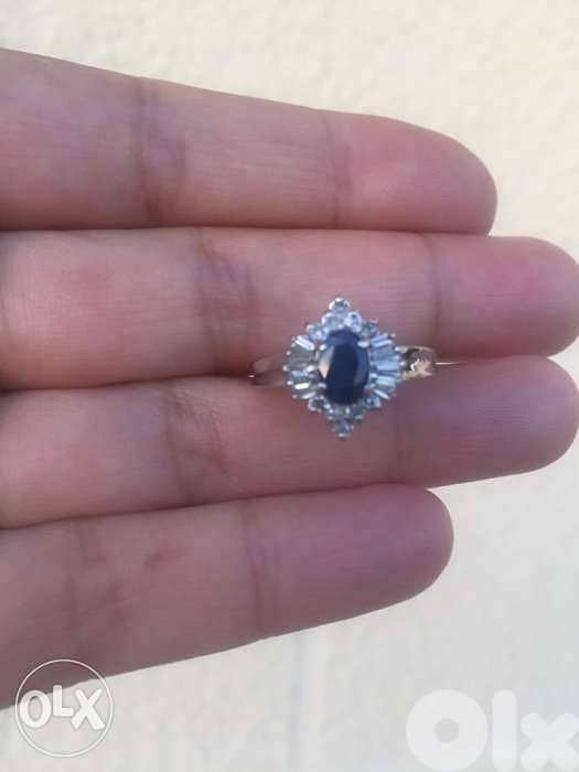 Sapphire and diamond ring white Gold 3