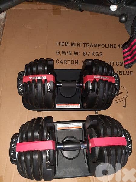 Heavy-duty Bench + pair Adjustable Dumbbells + Gym Gloves 7