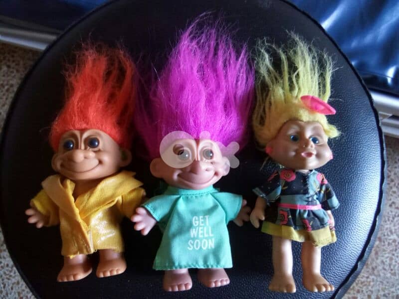 3 TROLLS SET colored still good RUSS BERRY rare vintage toys, All=40$ 0