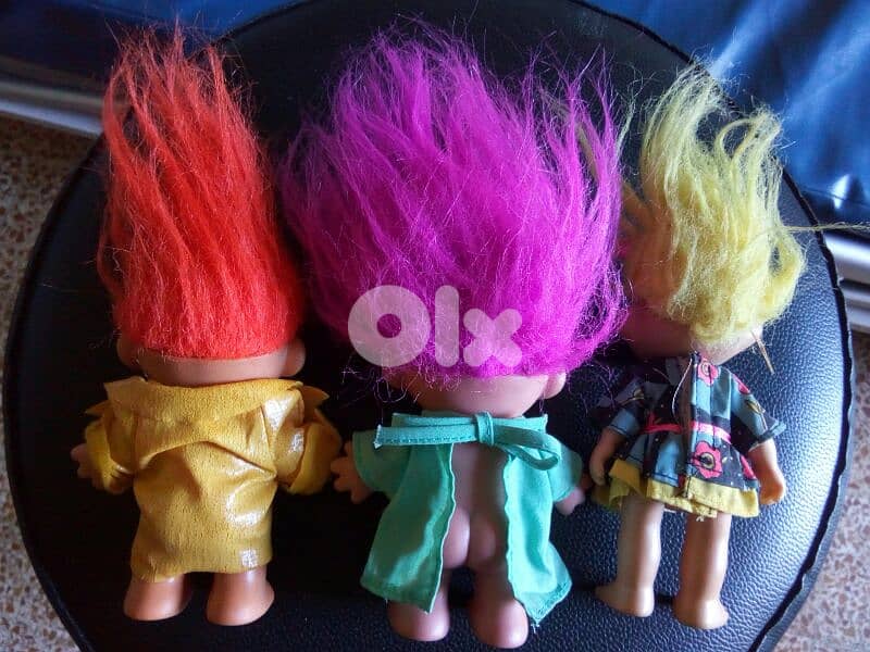 3 TROLLS SET colored still good RUSS BERRY rare vintage toys, All=40$ 4