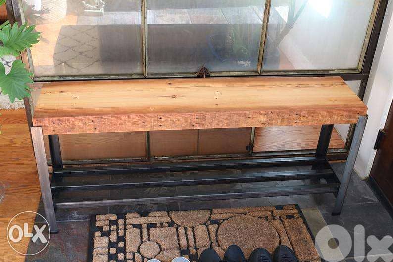 [ Industrial steel design - bench with shoe rack ] 3