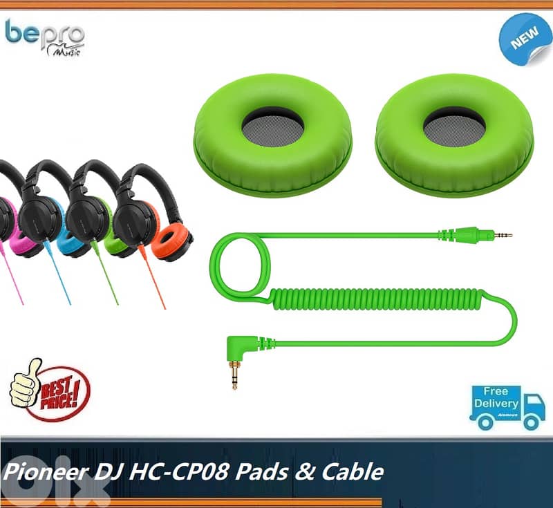 Pioneer DJ HC-CP08 Accessory Pack CUE1 Ear Pads & Cable - Blue 0