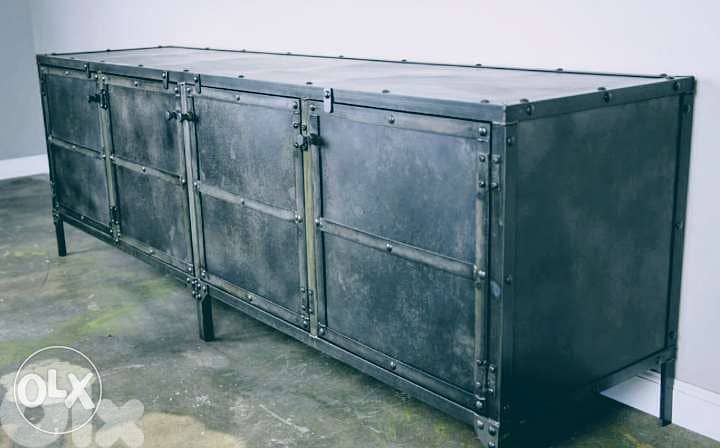 [ Industrial contemporary steel TV stand , console cabinet unit ] 2
