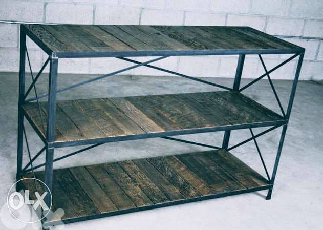 [ Vintage industrial steel - TV / bookcase unit ] 2