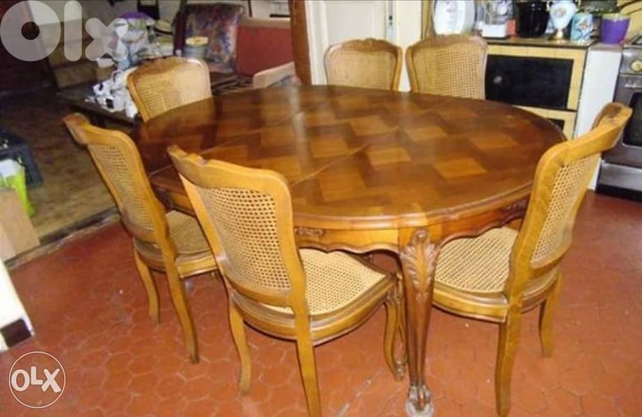 طقم سفرة طاولة مع كراسي لوكانز في غاية الجمال والروعة حفر يدوي انتيك 0