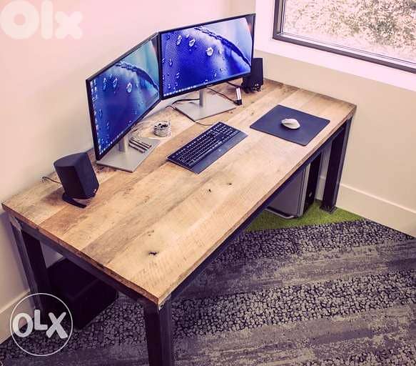 [ Contemporary desk - A Very heavy industrial steel desk ] 3