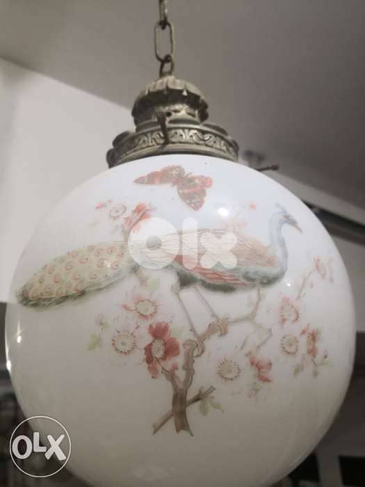 antique pair of opaline Chinese early 20th century chandelier 0