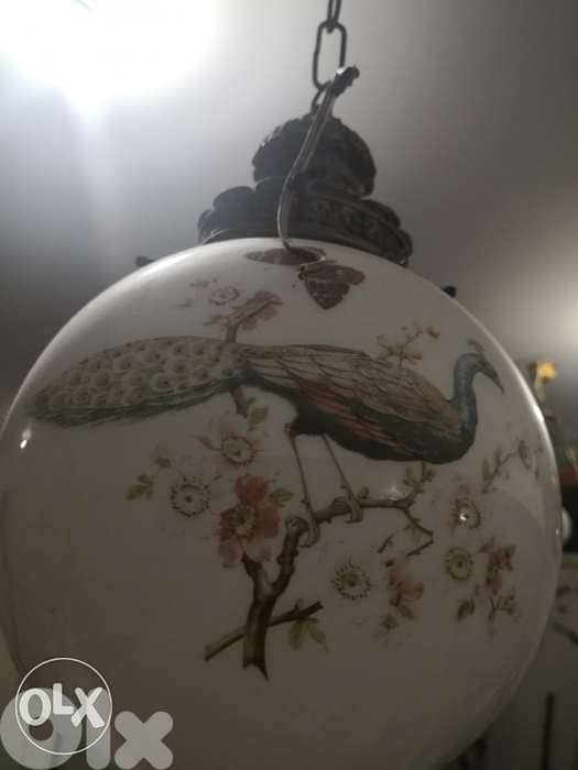 antique pair of opaline Chinese early 20th century chandelier 5