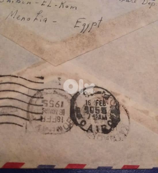 1955 Egypt Posted cover to India ظرف بريدي مصري 3