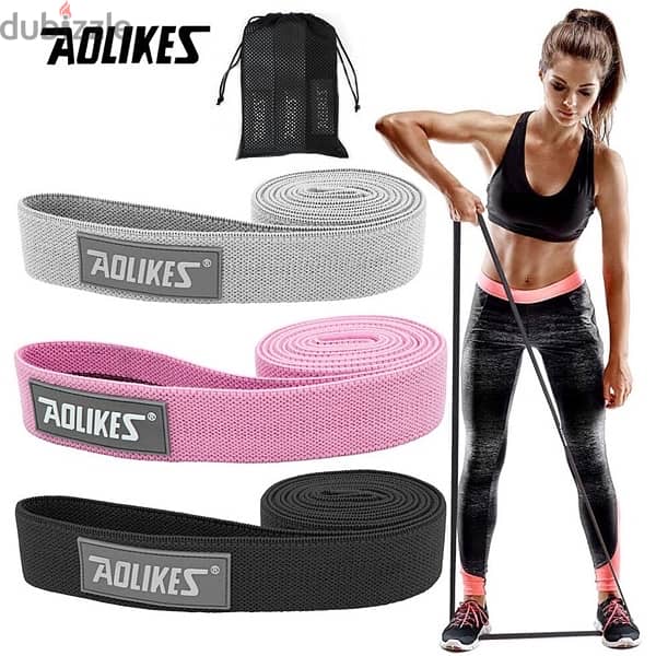 AOLIKES Long Fabric Resistance Band Set 3 levels 0