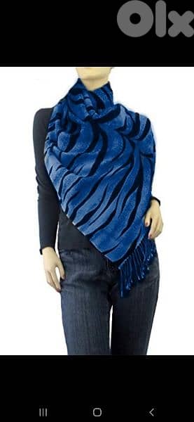 scarf linen blue & black 70*170cm 1