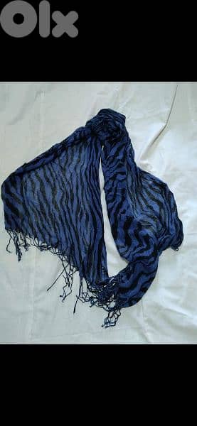scarf linen blue & black 70*170cm 2