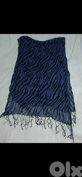 scarf linen blue & black 70*170cm 3