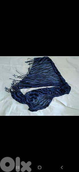 scarf linen blue & black 70*170cm 5