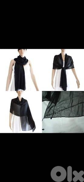 black mousline scarf fi seda 50cm* 170cm. w fi ma3 kharaz 45*200cm 0