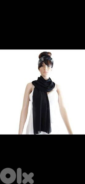 black mousline scarf fi seda 50cm* 170cm. w fi ma3 kharaz 45*200cm 1