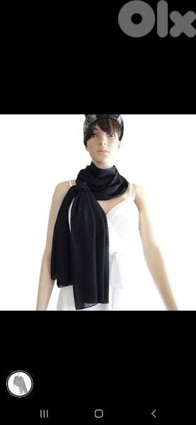 black mousline scarf fi seda 50cm* 170cm. w fi ma3 kharaz 45*200cm 5