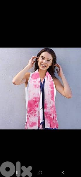 scarf pink with white scarf 60*150cm 1