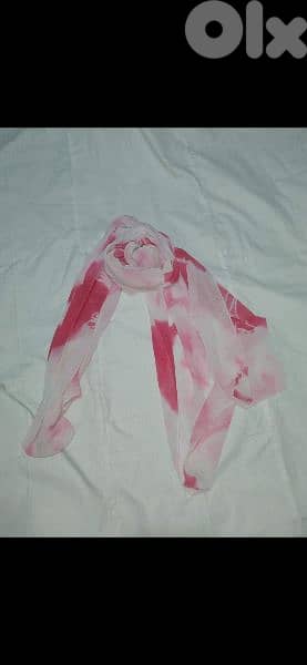 scarf pink with white scarf 60*150cm 2