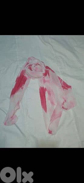 scarf pink with white scarf 60*150cm 3