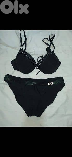 swimsuit black with green and strass trim s to xxL 5