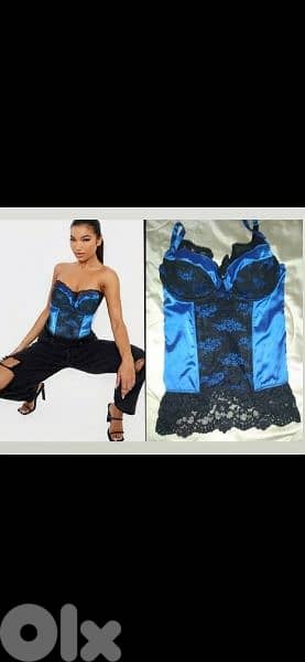 corsset blue with black lace s to xxL 3