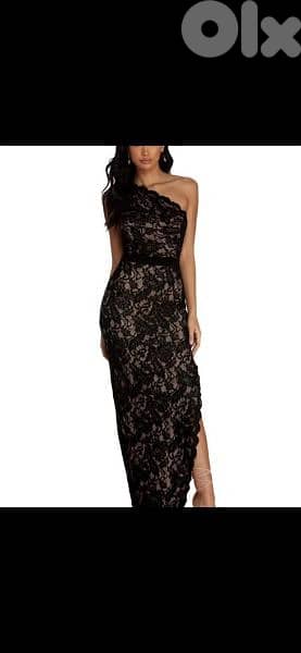 black lace dress one shoulder s to xxxL 2