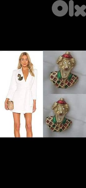 clown brooch gold with red and green vintage 0