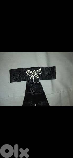 brooch black ribbon with strass 1