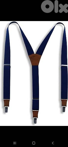 belt suspenders navy&brown leather adjustable 2