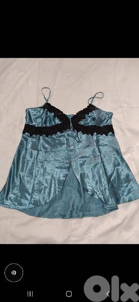 l blue satin lingerie trimed lace m to xxxl 2