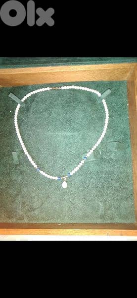 necklace pearl necklace small size with blue 1