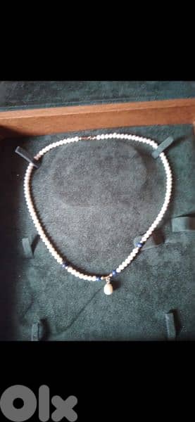 necklace pearl necklace small size with blue 2