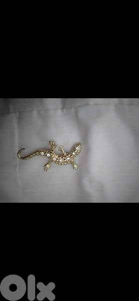 brooch lezard brooch gold with strass 8