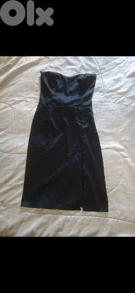dress black satin dress strapless s to xL 1