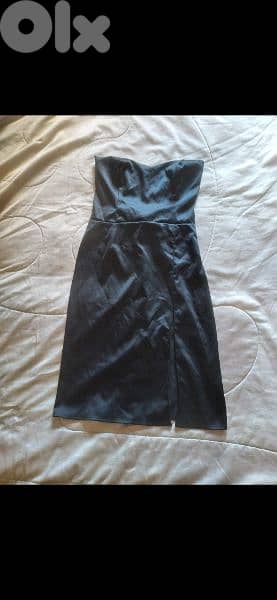 dress black satin dress strapless s to xL 2