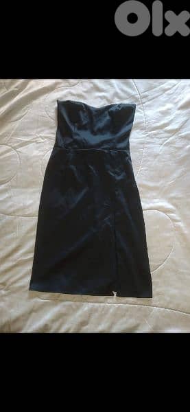 dress black satin dress strapless s to xL 3