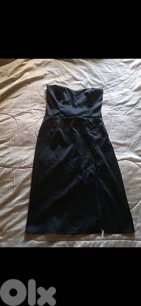 dress black satin dress strapless s to xL 4