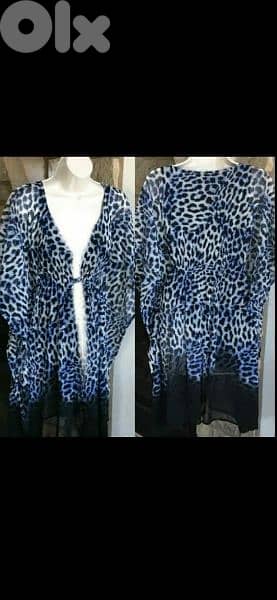 shirt cardigan chiffon lycra blue and black cardigan s to xxxL 0
