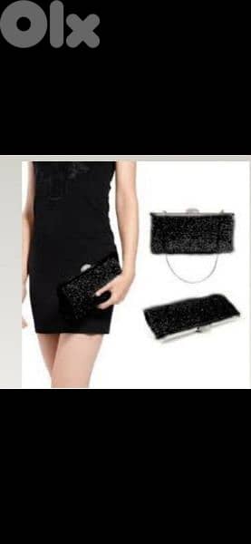 handbag clutch aswad ma3 strass 5