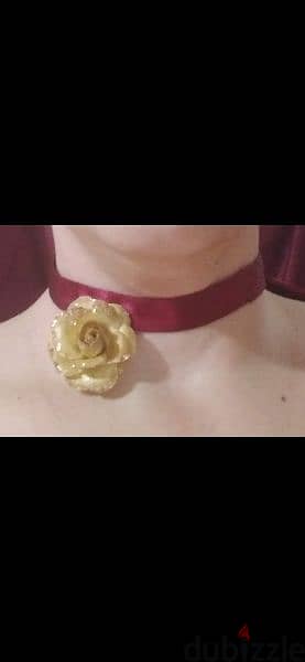 necklace choker red wine colour gold flower 1=5$ or 3=13$ 0