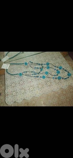 necklace velvet & pearl beads necklace blue 3