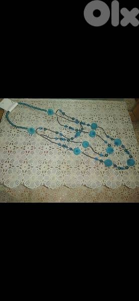 necklace velvet & pearl beads necklace blue 4