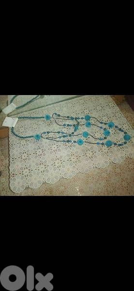 necklace velvet & pearl beads necklace blue 5