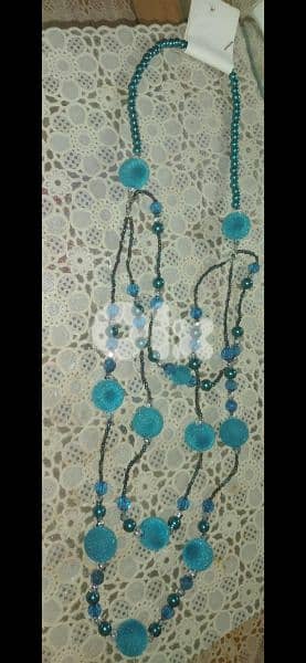 necklace velvet & pearl beads necklace blue 6