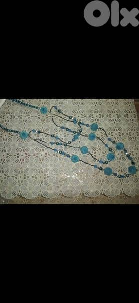necklace velvet & pearl beads necklace blue 8