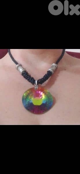 necklace big stone rainbow matching ring 1=7$ or 3=15$ 1
