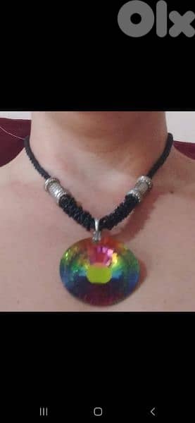 necklace big stone rainbow matching ring 1=7$ or 3=15$ 2