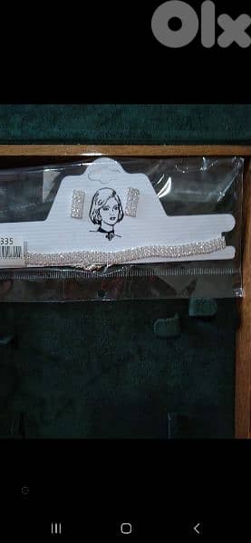 necklace silver swarovski choker with earrings 1